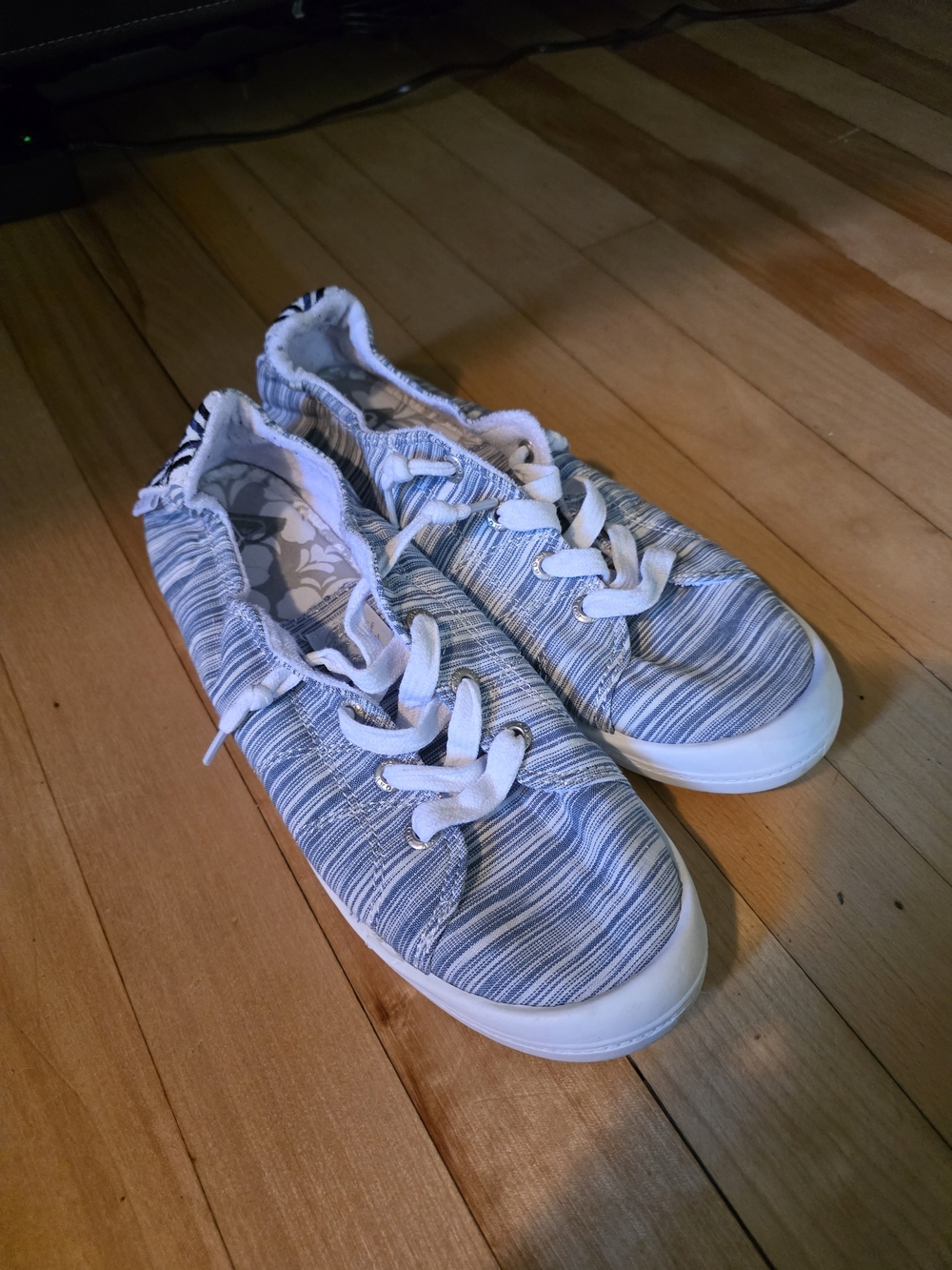 Womens Blue Stripe Casual Lace-Up Shoes